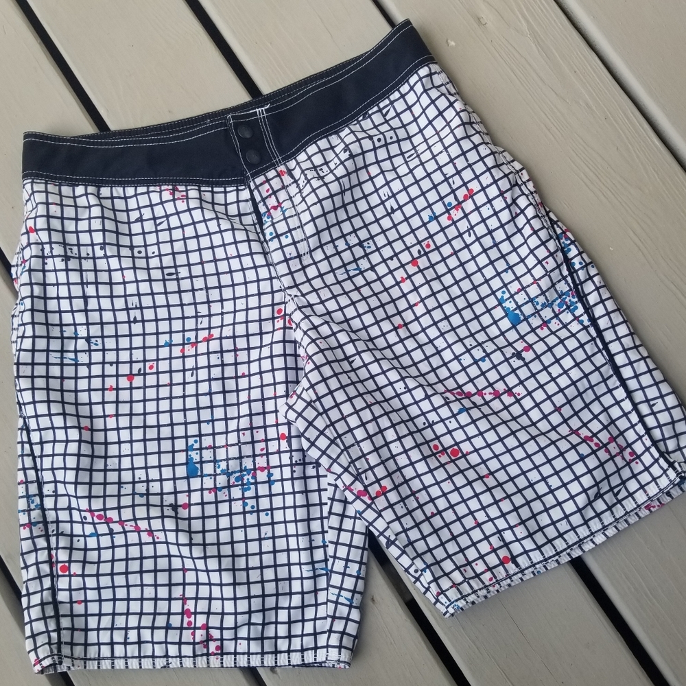 S mens splatter swimsuit w zipper pocket